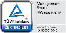 Logo TÜV Rheinland ISO 9001:2015